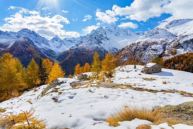 Vista panoramica della Val Malenco innevata -SH: 1281743026