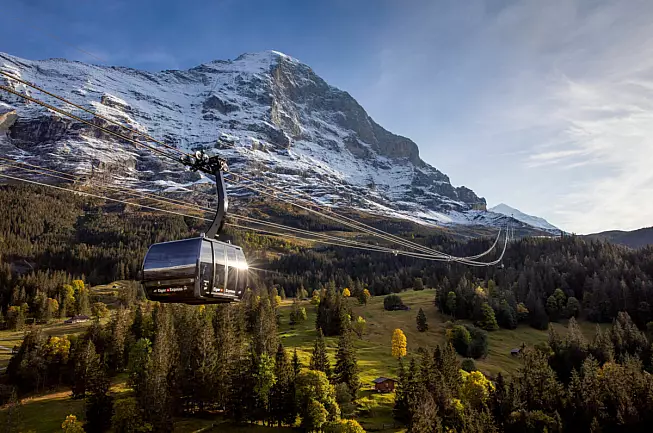 Eiger-Express-Grindelwald-Eigernordwand-Nahansicht-Reflektion-Sonne-Key-Visual © Jungfraubahnen 2019