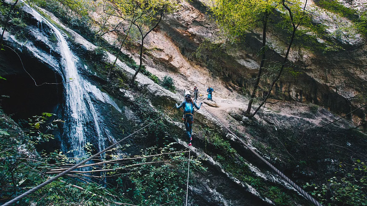Ferrata Rio Sallagoni. Shutterstock_1535696141