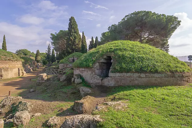 Necropoli della Banditaccia, Cerveteri, Roma, Lazio. Shutterstock_1546470467
